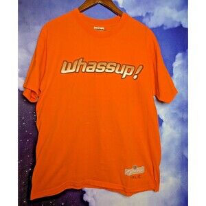 Vintage 2000 Budweiser Whassup Orange Graphic Tee Size Large Y2K Beer Promo